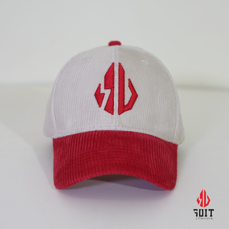 Suit Lifestyle Premium Red & White Corduroy Cap