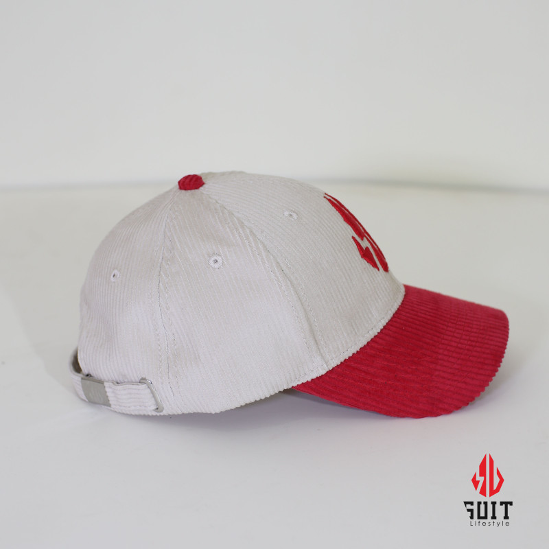 Suit Lifestyle Premium Red & White Corduroy Cap