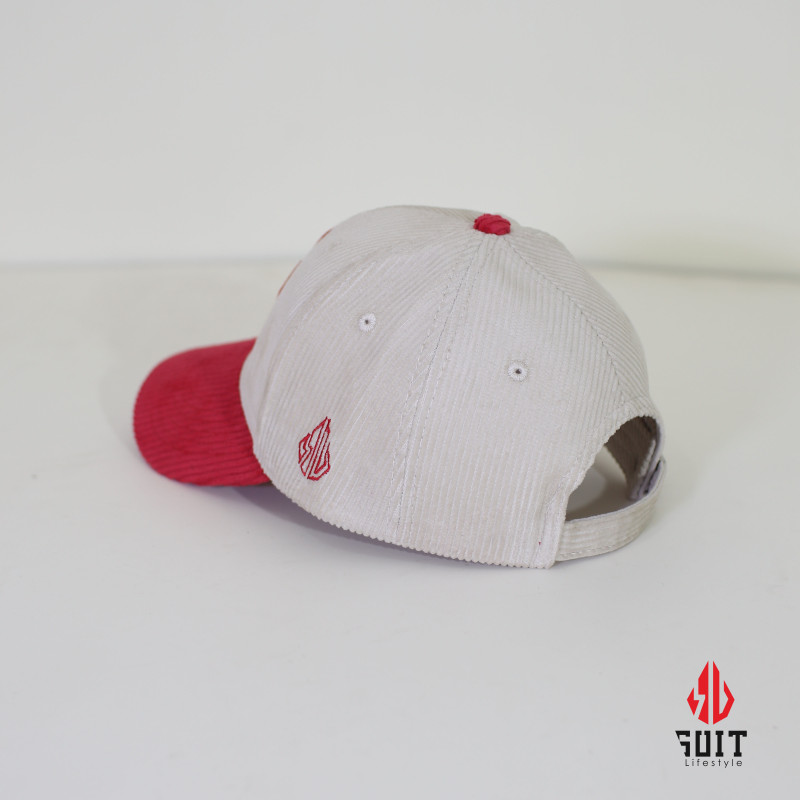 Suit Lifestyle Premium Red & White Corduroy Cap